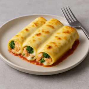 Cannellonis au saumon, ricotta, brocoli